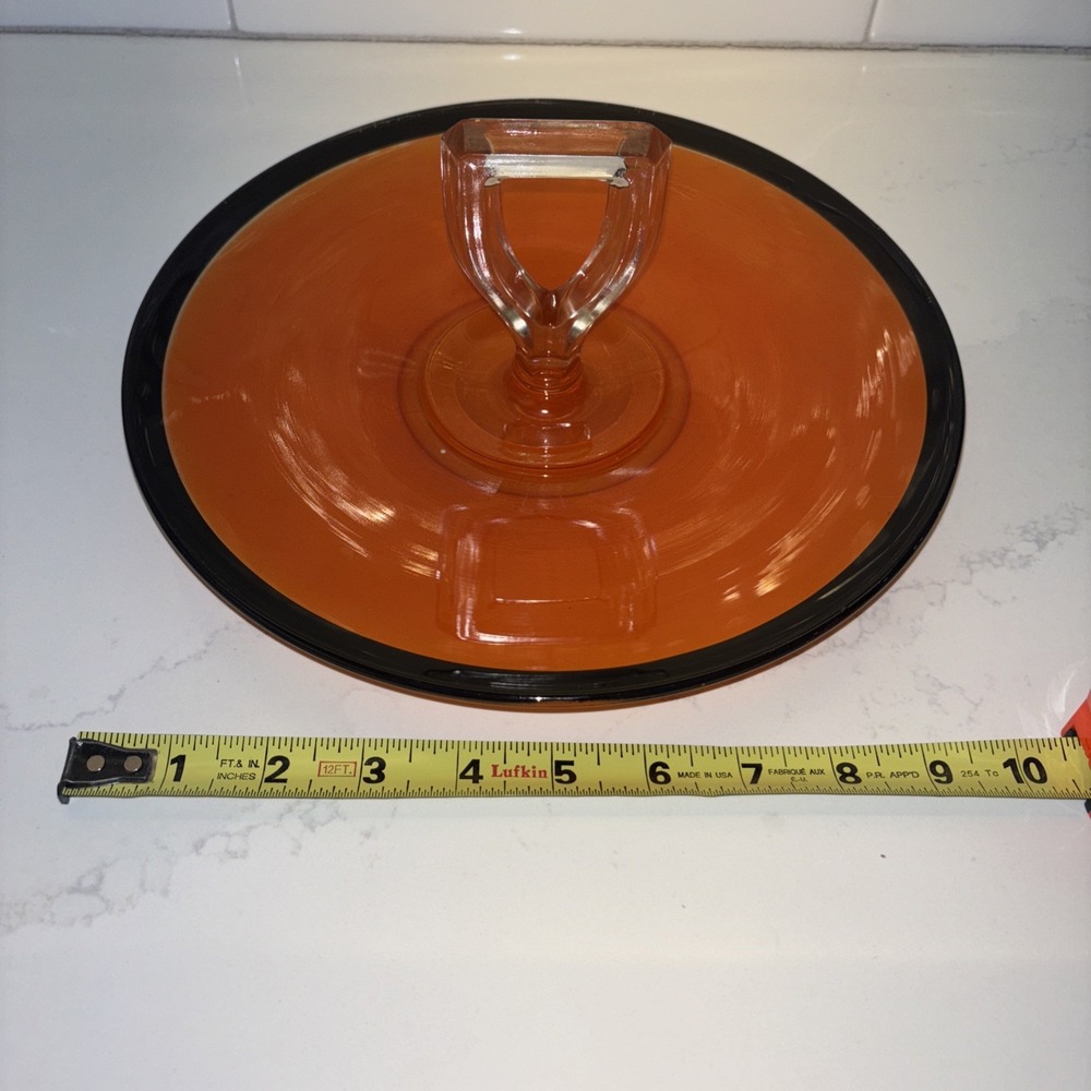 MCM Art Deco Orange & Black Catch All Trinket Tray Or Halloween Candy Holder - Picture 8 of 8